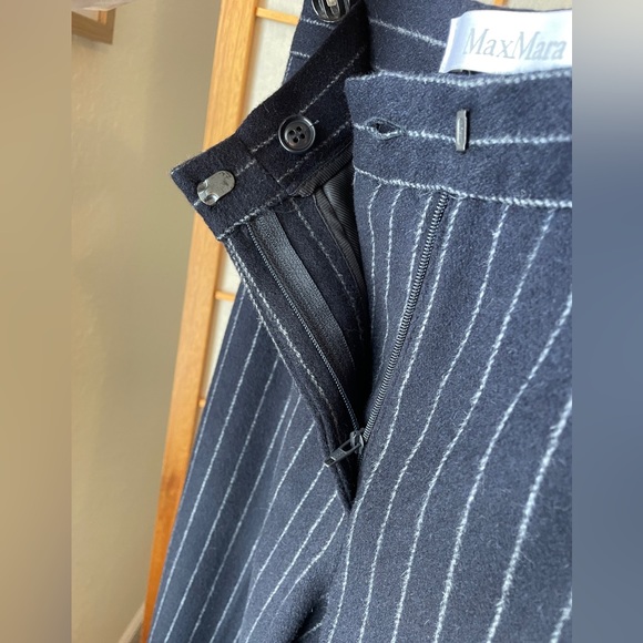 Max Mara Blue Wool Pinstripe Pants Size 2 - Picture 4 of 13